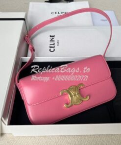 Replica Celine Triomphe Shoulder Bag In Shiny Calfskin 194143 Flamingo