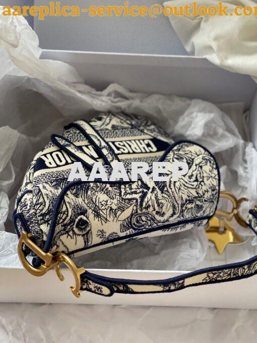 Replica Dior Saddle Bag M0446 Blue Toile de Jouy Embroidery 4