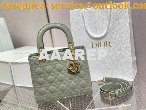 Replica Dior Medium Lady Dior Flap Cover Patent Calfskin Bag M0565 Sto