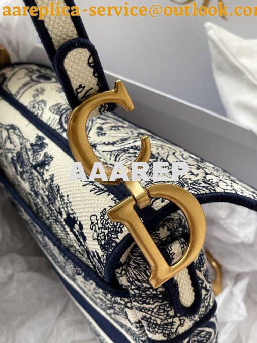 Replica Dior Saddle Bag M0446 Blue Toile de Jouy Embroidery 9