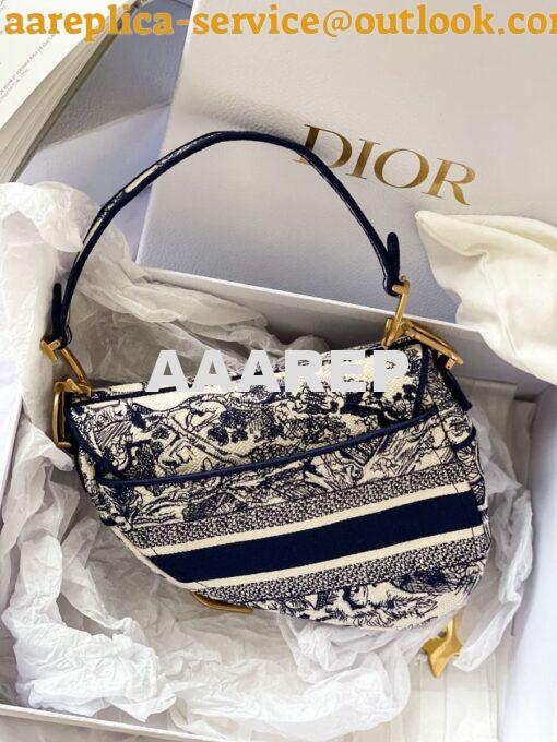 Replica Dior Saddle Bag M0446 Blue Toile de Jouy Embroidery 11