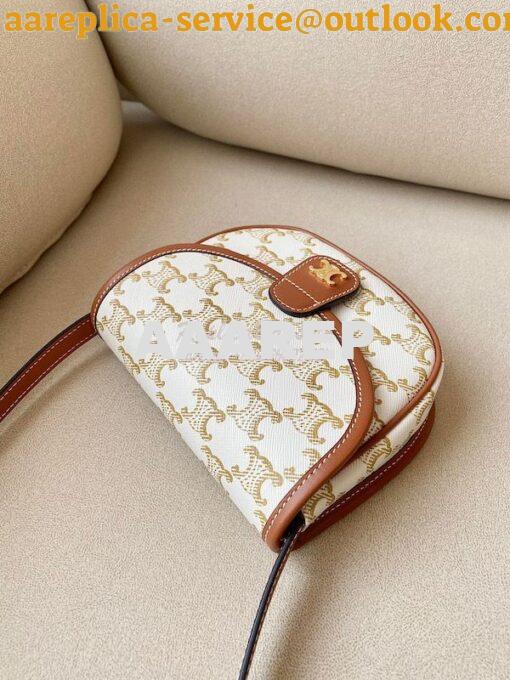 Replica Celine Mini Besace In Triomphe Canvas And Calfskin 196702 Whit 3