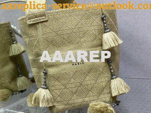 Replica Dior D-Bubble Bucket Bag Beige Cannage Embroidery with Straw E 4