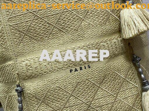 Replica Dior D-Bubble Bucket Bag Beige Cannage Embroidery with Straw E 5