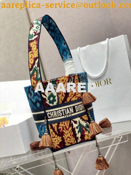 Replica Dior D-Bubble Bucket Bag Blue Multicolor Dior Paisley Embroide