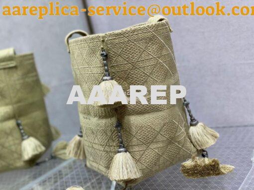 Replica Dior D-Bubble Bucket Bag Beige Cannage Embroidery with Straw E 8