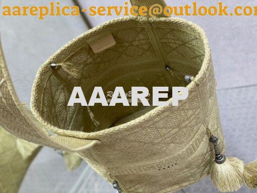 Replica Dior D-Bubble Bucket Bag Beige Cannage Embroidery with Straw E 10