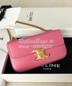 Replica Celine Chain Shoulder Bag Triomphe In Shiny Calfskin 197993 Fl 2