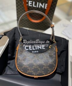 Replica Celine Mini Ava In Triomphe Canvas And Calfskin 10I602 Tan