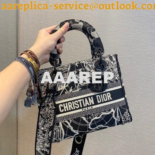 Replica Dior Medium Lady D-Lite Bag Black and White Dior Around the Wo