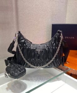 Replica Prada Re-Edition 2005 Nappa Gaufré bag 1BH204 Black 2