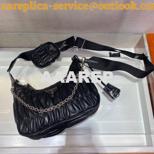 Replica Prada Re-Edition 2005 Nappa Gaufré bag 1BH204 Black 4