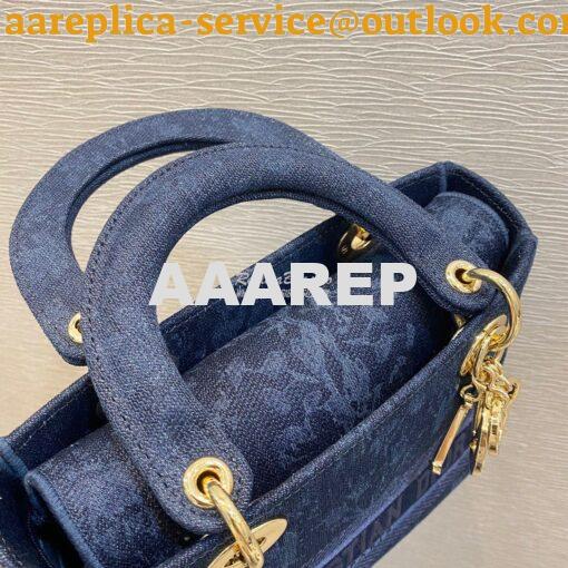 Replica Dior Medium Lady D-Lite Bag Blue Dior Flowers Embroidered Deni 5