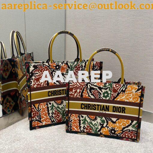 Replica Dior Book Tote bag in Yellow Multicolor Dior Paisley Embroider