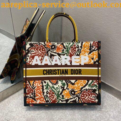 Replica Dior Book Tote bag in Yellow Multicolor Dior Paisley Embroider 3