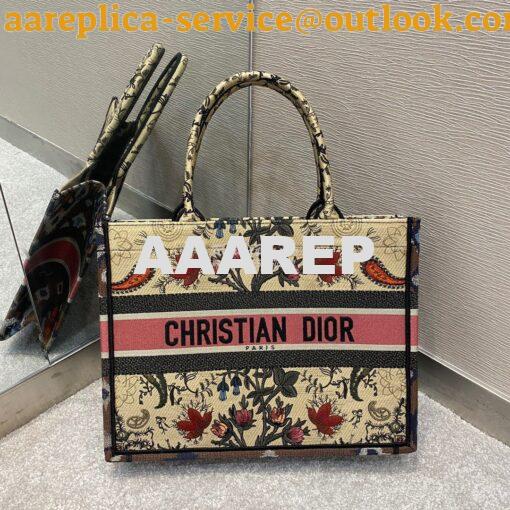 Replica Dior Book Tote bag in Multicolor Dior Flowers Embroidery 7