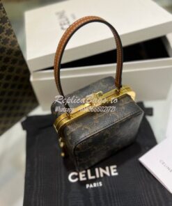 Replica Celine Triomphe Minaudiere In Canvas 197243 Tan