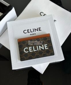 Replica CELINE CARD HOLDER IN TRIOMPHE CANVAS WITH CELINE PRINT TAN