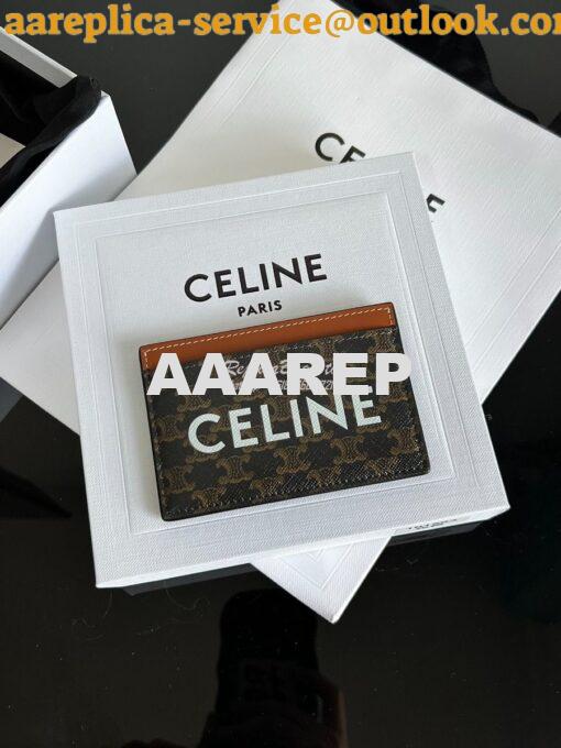 Replica CELINE CARD HOLDER IN TRIOMPHE CANVAS WITH CELINE PRINT TAN