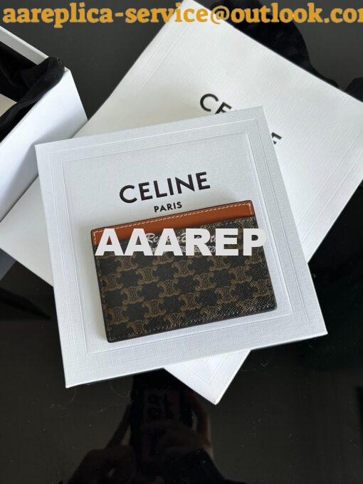 Replica CELINE CARD HOLDER IN TRIOMPHE CANVAS WITH CELINE PRINT TAN 2