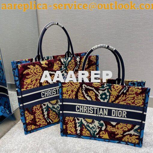 Replica Dior Book Tote bag in Blue Multicolor Dior Paisley Embroidery