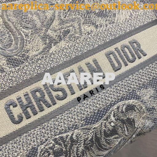 Replica Dior Medium Lady D-Lite Bag Gray Toile de Jouy Reverse Embroid 6