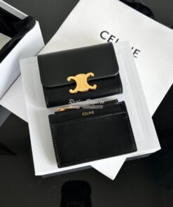 Replica CELINE COMPACT WALLET WITH COIN TRIOMPHE IN TRIOMPHE BLACK SHI