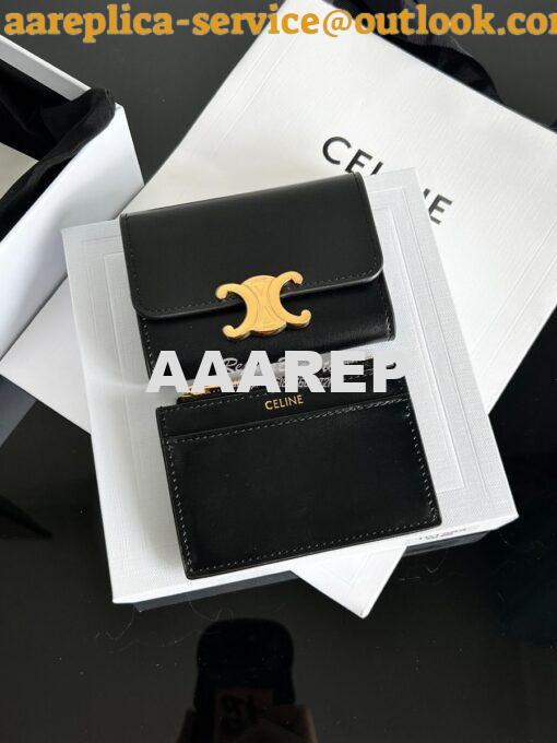 Replica CELINE COMPACT WALLET WITH COIN TRIOMPHE IN TRIOMPHE BLACK SHI