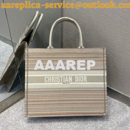 Replica Dior Book Tote bag in Multicolor Stripes Embroidery