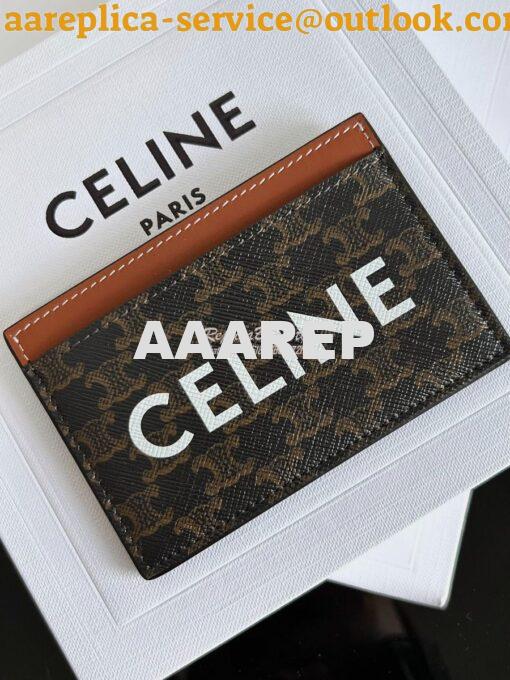 Replica CELINE CARD HOLDER IN TRIOMPHE CANVAS WITH CELINE PRINT TAN 9