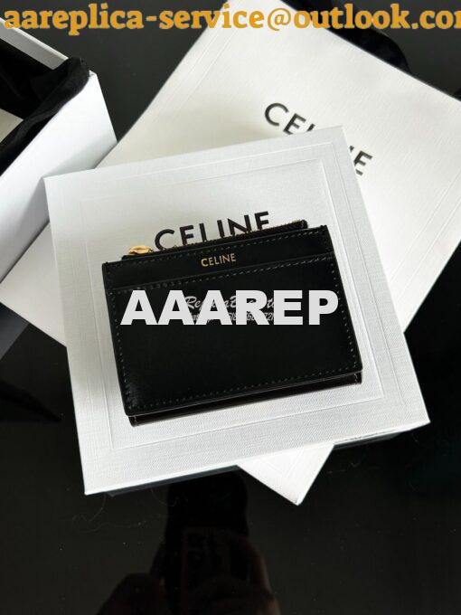 Replica CELINE COMPACT WALLET WITH COIN TRIOMPHE IN TRIOMPHE BLACK SHI 4