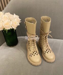 Replica Dior D-Trap Ankle Boot Beige Matte Calfskin KDI601 2