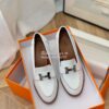 Replica Hermes Dauphine 70 Loafer High Heel in Goatskin H212091Z Brown 11