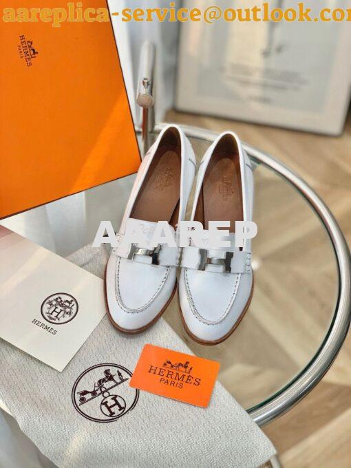 Replica Hermes Dauphine 70 Loafer High Heel in Goatskin H212091Z White 2