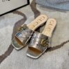 Replica Gucci Women's Slide With Double G 626742 Silver Metallic Lamin 11