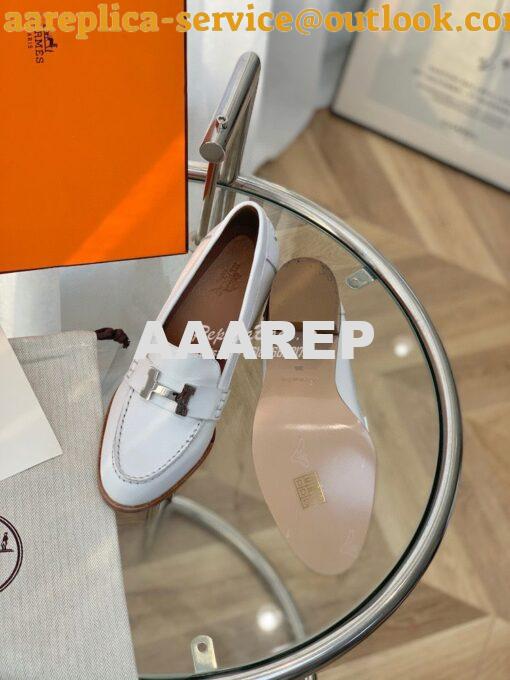 Replica Hermes Dauphine 70 Loafer High Heel in Goatskin H212091Z White 5