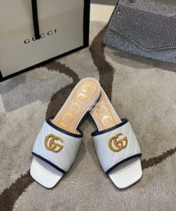 Replica Gucci Women's Slide w Double G 629730 White Black