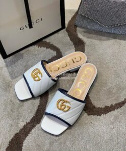 Replica Gucci Women's Slide w Double G 629730 White Black 2