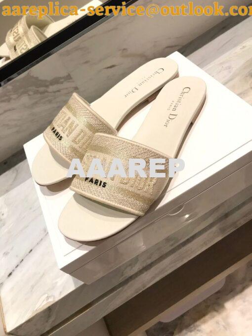 Replica Dior DWAY Mule Toile De Jouy Embroidery KCQ166 Light Beige 4