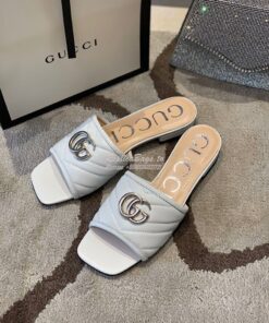 Replica Gucci Women's Slide w Double G 629730 White 2