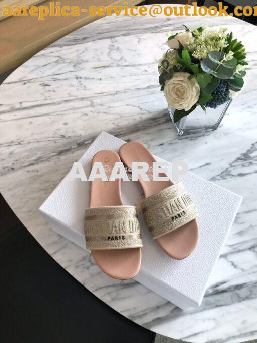 Replica Dior DWAY Mule Toile De Jouy Embroidery KCQ166 Light Gold