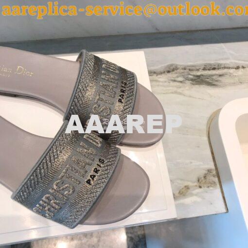 Replica Dior DWAY Mule Toile De Jouy Embroidery KCQ166 Silver Gray 8