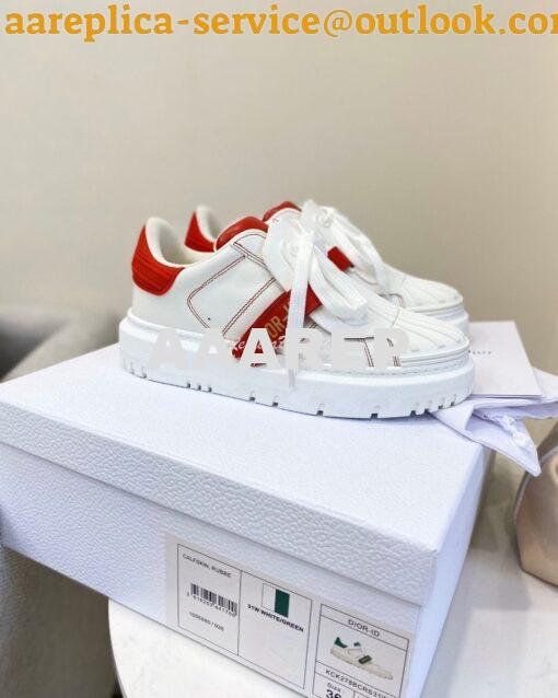 Replica DiorID Sneaker White Rubber and Calfskin KCK278 with Red