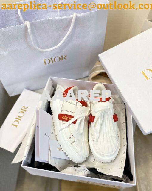 Replica DiorID Sneaker White Rubber and Calfskin KCK278 with Red 4