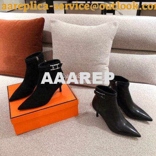 Replica Hermes Blanche Ankle Boot in Goatskin with Hapi rhinestones Bu