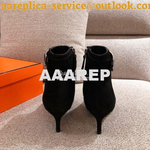 Replica Hermes Blanche Ankle Boot in Suede Goatskin with Hapi rhinesto 8