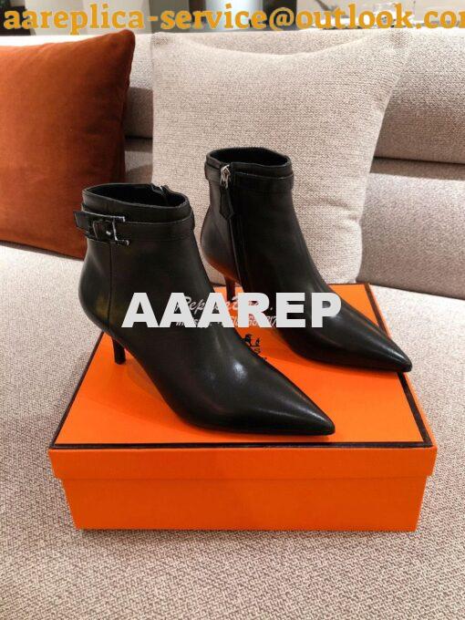 Replica Hermes Blanche Ankle Boot in Goatskin with Hapi rhinestones Bu 4