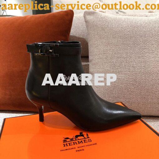 Replica Hermes Blanche Ankle Boot in Goatskin with Hapi rhinestones Bu 5