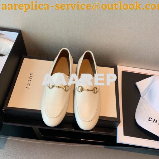 Replica Gucci Jordaan Leather Horsebit Loafer 404069 White 2