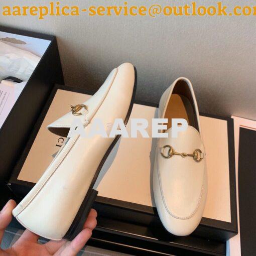 Replica Gucci Jordaan Leather Horsebit Loafer 404069 White 7